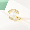 Brass Micro Pave Cubic Zirconia Finger Rings for Women RJEW-D340-02G-03-5