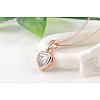 Rose Real 18K Gold Plated Eco-Friendly Alloy Czech Rhinestone Heart Pendant Necklaces NJEW-AA00068-43RG-2