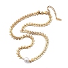 White Plastic Pearl Round Bead Pendant Necklaces NJEW-P320-24G-4