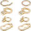 CHGCRAFT 8Pcs 4 Style Brass Micro Pave Clear Cubic Zirconia Twister Clasps ZIRC-CA0001-09-1