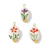 Hand Painted Porcelain Floral Pendants PALLOY-JF05909-1