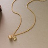 Brass Pave Clear Cubic Zirconia Double Round Ball Pendant Necklaces for Women WG4A742-01-4