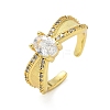 Brass Micro Pave Cubic Zirconia Cuff Open Rings RJEW-C163-06G-4