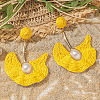 Alloy Raffia Fan Dangle Stud Earrings FS-WGB8543-01-1