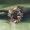 Flower Wreath Colorful Rhinestone Brooch JEWB-WH0026-19-3