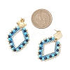 3 Pairs Rhombus Mixed Stone & Glass Seed Beads Dangle Stud Earrings EJEW-MZ00666-5