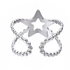 Non-Tarnish 304 Stainless Steel Star Open Cuff Ring RJEW-T023-05P-2