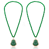 2Pcs Alloy Glass Buddha Pendant 6MM Round Glass Beaded Necklaces NJEW-ME0001-15-1