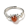 Round Natural Carnelian Adjustable Rings RJEW-G317-01P-3