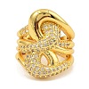 Brass Micro Pave Clear Cubic Zirconia Cuff Rings for Women RJEW-S392-11G-2