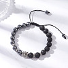 Non-Magnetic Synthetic Hematite & Natural Lava Rock Beads Braided Bead Bracelets BJEW-JB12611-02-2