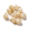 Natural White Shell Dyed Round Charms SSHEL-H071-01G-03-1