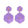 Flower Baking Paint Alloy Dangle Stud Earrings FS-WG1427E-09-1
