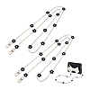 2Pcs Alloy Black Enamel Flower Link Purse Chains AJEW-PH0012-25-7