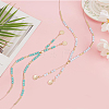 ANATTASOUL 2Pcs 2 Colors Glass Beaded Lariat Necklaces Set with Alloy Coreana Chain NJEW-AN0001-05-7