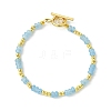 Dyed Natural White Jade & Brass Beaded Bracelets for Women BJEW-JB13678-4