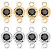 20Pcs 2 Colors 304 Stainless Steel Jet Rhinestone Links/Connectors STAS-BBC0009-18-7
