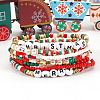 9Pcs Christmas Acrylic & Polymer Clay & Glass Beads Stretch Bracelets QX4351-7-4