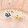 Real 18K Gold Plated Brass Enamel Dangle Stud Earrings Findings KK-B124-09G-02-3