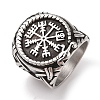 Viking 304 Stainless Steel Vegvisir Wide Finger Rings for Mens RJEW-U005-18A-05-1