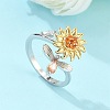 Sunflower and Dragonfly Rotatable Open Ring for Women RJEW-M139-16P-1