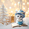 Cat with Book Acrylic Pendant Decorations PW-WG2DD04-01-5