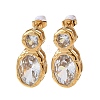 304 Stainless Steel & Clear Cubic Zirconia Dangle Stud Earrings EJEW-G468-03G-03-2