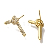 Rack Plating Brass Micro Pave Clear Cubic Zirconia Stud Earrings EJEW-U011-08G-2