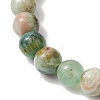 Natural Green Line Jasper Round Beads Stretch Bracelets for Women Men BJEW-JB13525-3
