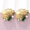 Brass & Glass & Plastic Stud Earrings EJEW-D302-03G-02-4