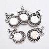 Tibetan Style Zinc Alloy Flat Round Pendant Cabochons Settings X-TIBEP-R334-252AS-RS-1