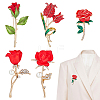  5Pcs 5 Styles Rose Flower Enamel Pins JEWB-PH0001-28-1