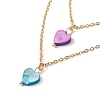 Synthetic Shell Heart Pendant Double Layer Necklaces and Dangle Stud Earrings SJEW-F217-05A-G-4