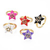 Adjustable Brass Micro Pave Colorful Cubic Zirconia Finger Rings RJEW-S044-169-NF-1