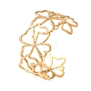 304 Stainless Steel Hollow Flower Outline Open Cuff Bangles for Women SA-CBABC9E-02G-2
