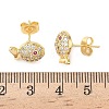 Fish Brass Micro Pave Clear Cubic Zirconia Stud Earrings EJEW-Z144-17G-5
