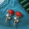 2Pcs Valentine's Day Rose Zinc Alloy Crystal Rhinestone Brooches JEWB-TADJ0001-02B-4
