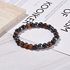 Natural Wood & Tiger Eye & Synthetic Hematite Round Beaded Stretch Bracelet BJEW-JB08150-2
