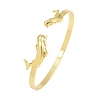 Marine Organism Brass Cuff Bangles for Women BJEW-D368-03E-G-4