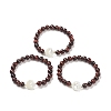 Dyed & Heated Natural Red Tiger Eye & Synthetic Hematite Stretch Bracelet BJEW-M236-01P-1