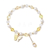 5Pcs Frosted Dyed Synthetic Moonstone & Shell Pearl Round Beads Stretch Bracelets BJEW-JB11822-3