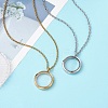 2Pcs 2 Colors Valentine's Day 304 Stainless Steel Flat Roun Loket Pendant Couple Necklaces for Women Men NJEW-JN05125-3