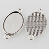 Antique Silver Tibetan Style Alloy Flat Oval Cabochon Connector Settings TIBE-M022-05AS-2