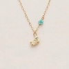 304 Stainless Steel Enamel Cute Cat Shape with Flower Pendant Necklaces for Women SA-CBA8F25-01B-1