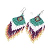 Glass Seed Braided Rhombus with Tassel Chandelier Earrings LS-EJEW-H084-05P-2
