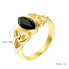 Horse Eye & Knot 304 Stainless Steel with Cubic Zirconia Finger Rings FS-WG8EA45-06-3
