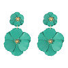 Flower Baking Paint Alloy Dangle Stud Earrings FS-WG1427E-02-1