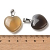 Heart Natural Grey Agate Pendants X-G-Q438-11-3