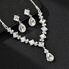 Teardrop & Rhombus Brass Rhinestone Pendant Necklaces & Stud Dangle Earrings Sets FS-WG09414-03-1
