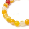 Natural Striped Agate Round Beaded Bracelets BJEW-JB11924-02-4